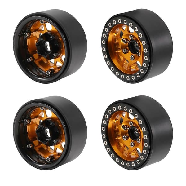 4 stk. RC Crawler Bil Aluminiumlegering 1,9 tommer Beadlock Fælg til 1/10 RC Crawler Bil Black gold