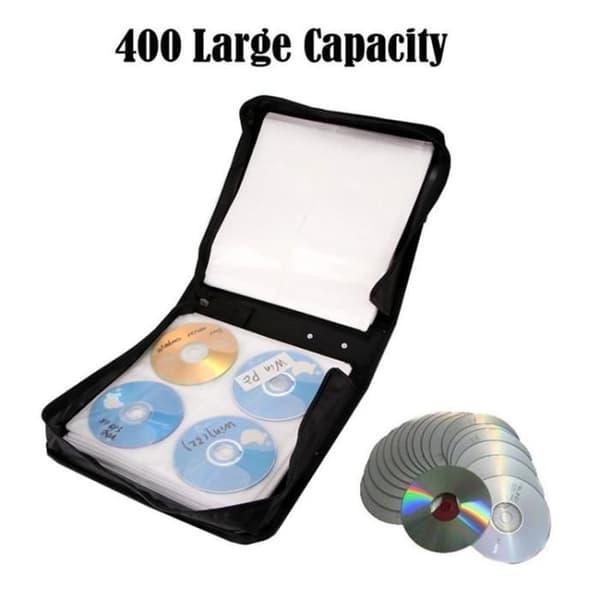 CD-etui til 400 CD'er/DVD'er/Blu-ray-diske, opbevaringsmappe, sort