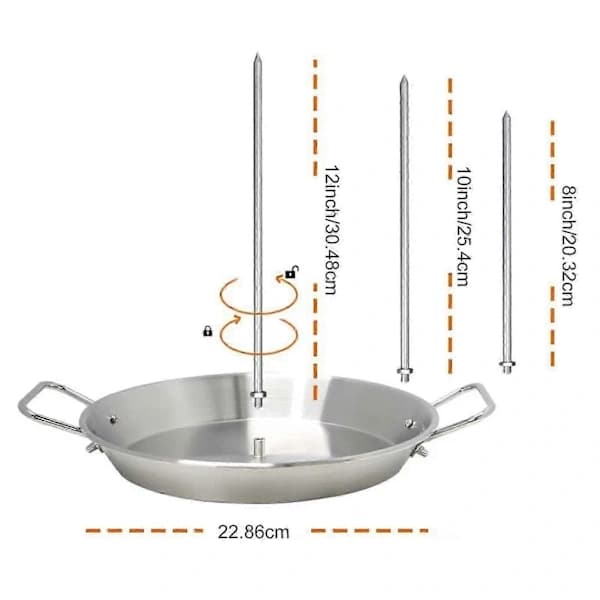 Vertikalt Shawarma Spydstativ Rustfritt Stål Grillpanne Med 3 Avtakbare Spyd for BBQ Steking 9 Tommer