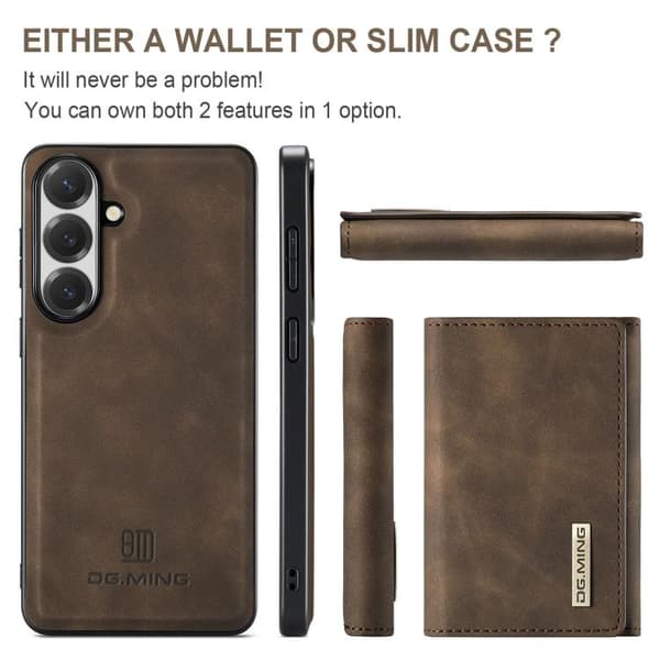 Samsung Galaxy S26 5G Etui DG.MING M1 Series 3-fold Multi Kortpung + Magnetisk Telefonetui Kaffe Kaffe