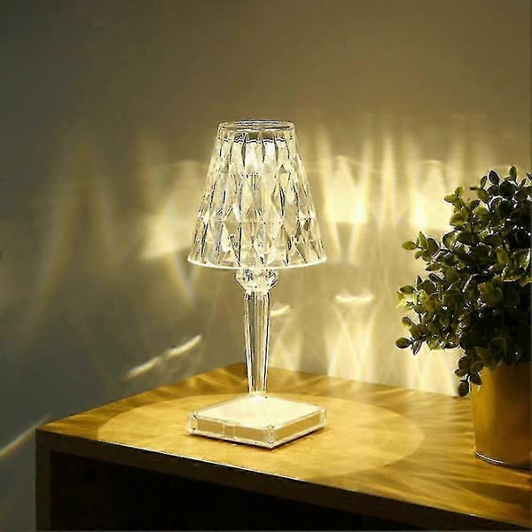 2x Crystal Diamond Bedside Lamp USB Rechargeable Acrylic Night Light Decor