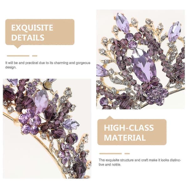 1 st brudhårdekor violett kristallstil bröllopsaccessoar tiara för kvinnor