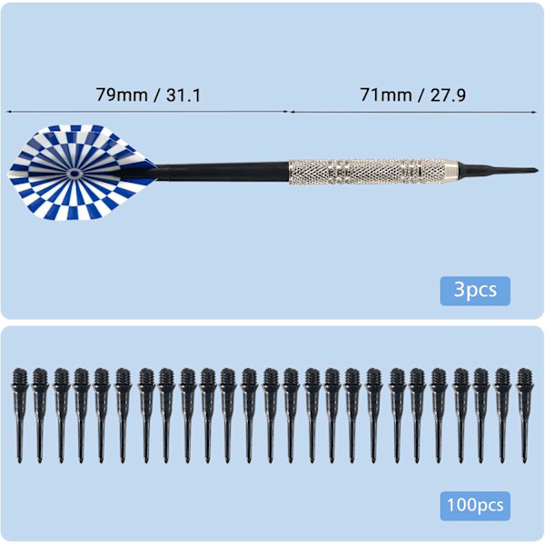 12 Soft Tip Darts 14g with 100 Replacement Tips - Professional Set for Electronic Dartboards