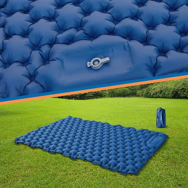 【13】Self-inflating camping mattress: thick and lightweight double camping mattress that can be fixed as a camping mat and compact camping mat black black Double sleeping pad