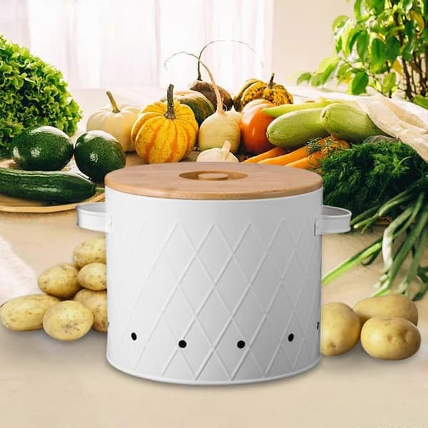 Potato Bin Food Storage Container with Lid Vegetable Storage Box Kitchen Storage Jar for Pantry Countertop - Perfec White Large