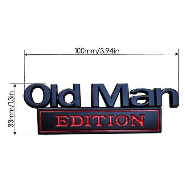 1 stk. Represeint Old Man Edition Bilmærke Universal Pasform Biltilbehør Til Alle Køretøjer Sølv Sort Silver Black EDITION