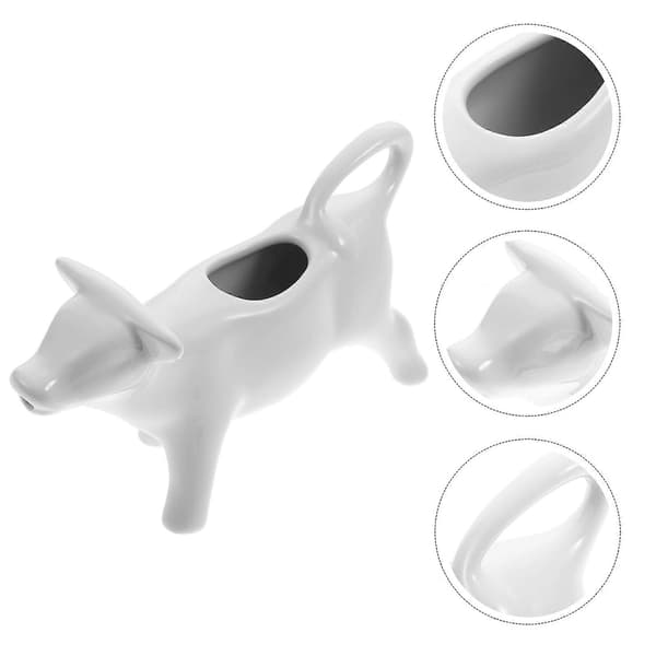 [13]Pull Flower Cup Ceramic Milk Container Milk Jug Sauce Holder Milk Jug_Good things White White 13.5X3.5X7.5CM