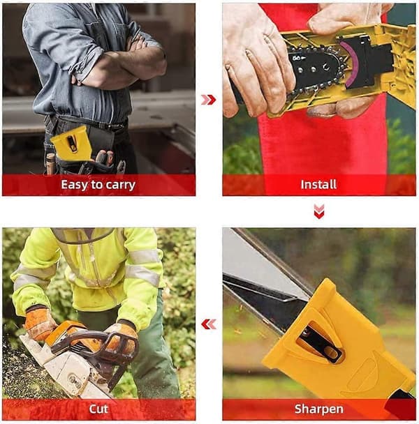 [13] Chainsaw Sharpener with 3 Sharpening Stones, Chainsaw Sharpener for 14-20 Inch Swords and 2-Hole Chainsaw Swords (Yellow)