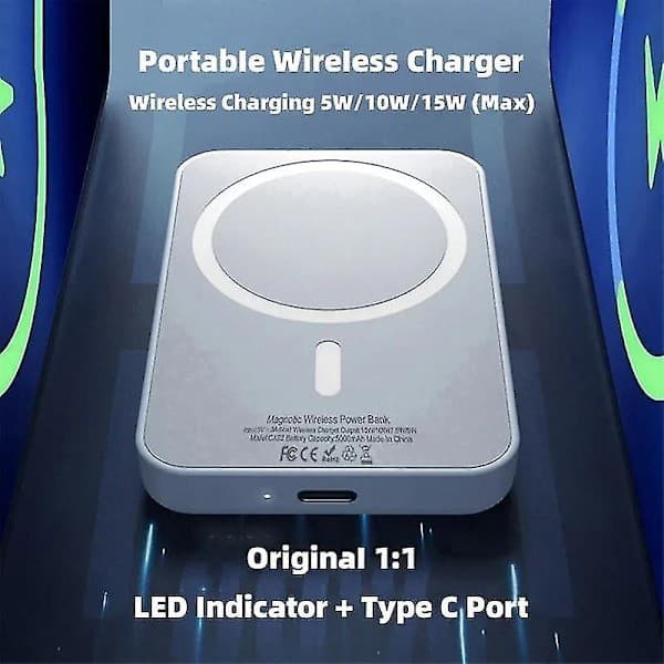 10000mAh Portable Wireless Charger Macsafe Accessory Extra External Magnetic Power Bank for iPhone 14, 13, 12 Pro Max - Good