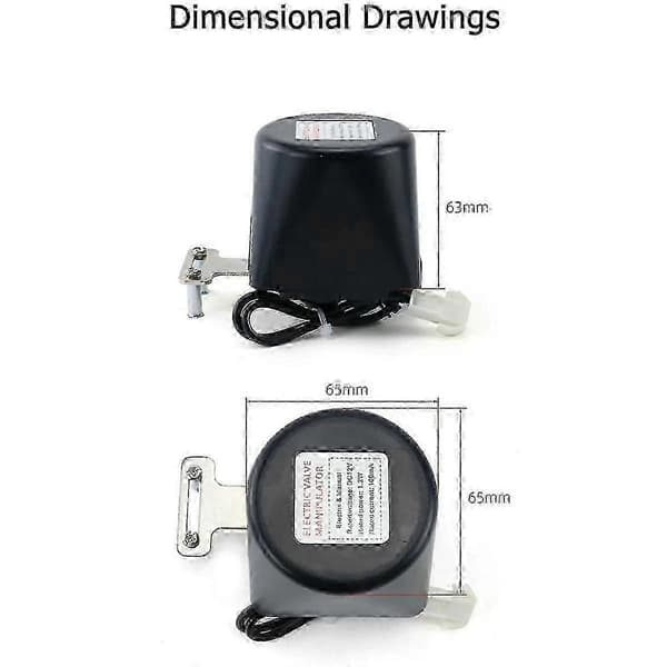 12V elektrisk automatisk gassrørledningsventil DN15 DN20 DN25 avstengning for gassvannalarm Black