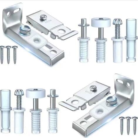[13R]Bifold Door Hardware Repair Kit - 2-Piece Replacement for Folding Sliding Doors Includes Top and Bottom Bracket, 3/8\" Pivot, Guide Wheel