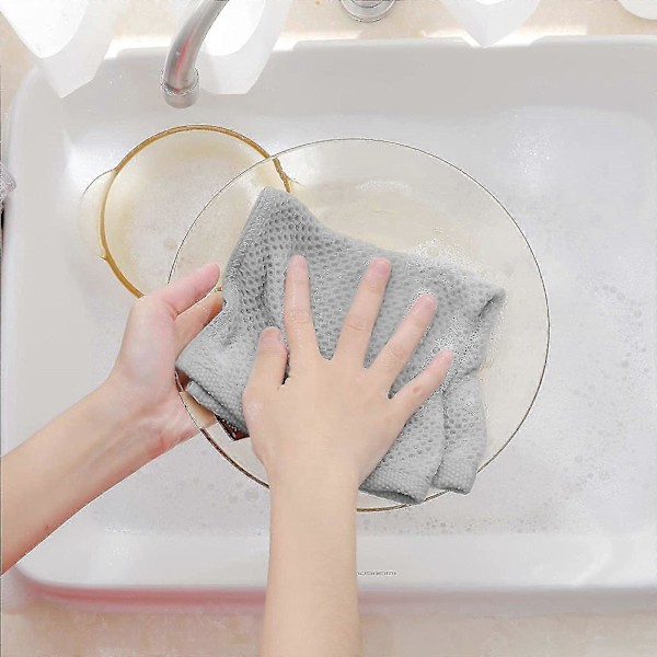 6-pack 100% Cotton Terry Kitchen Towels with Hook, Light Grey Light gray 34*34cm