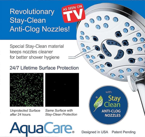 AquaCare 8-mode Højtryks Håndholdt Brusehoved med 2-mode Power Wash
