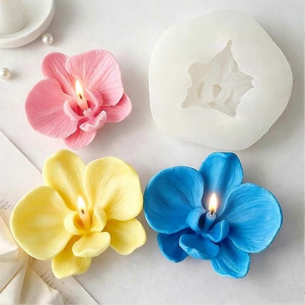 2 stk. Phalaenopsis Orkidé Blomst Silikone Lysform, 3D Blomster Epoxyharpiksforme til Fondant Chokolade Slik Kage White