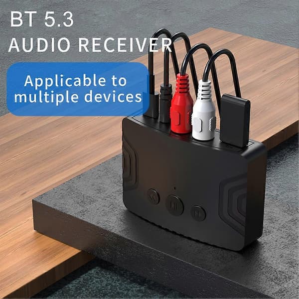 [13]Bluetooth 5.3 lydmottaker sender 3,5 mm AUX RCA USB stereomusikk trådløs lydadapter for
