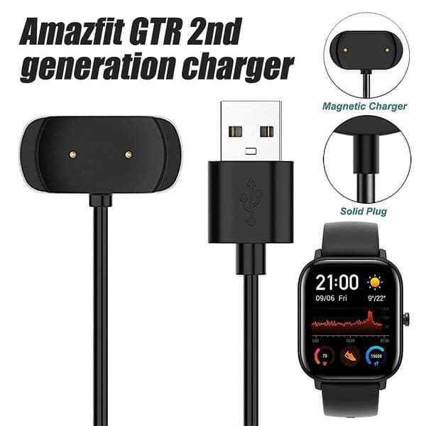 [13]Opladerkabel kompatibel med Amazfit Gts 2, Gts 2 Mini, Gts 2e, Gtr 2, Gtr 2e, Gts 4 Mini, T-rex Pro, Bip 3, Bip U, Usb-opladerkabel Dock-ledning