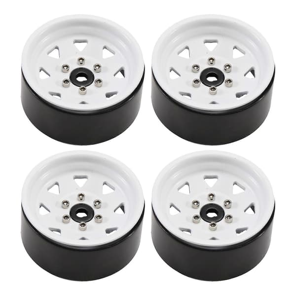 4 stk./sæt RC Crawler Zinklegering 8 huller 1,9 tommer Beadlock Fælg til 1/10 RC Crawler Tilbehør DRM129W Black & white