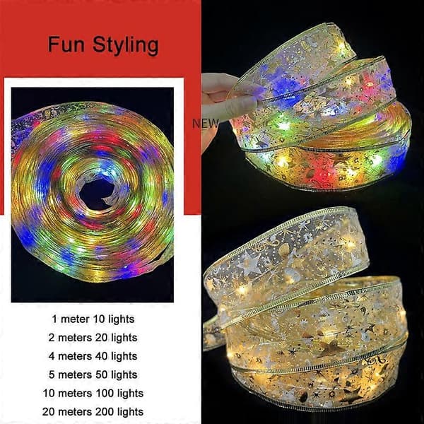 Jul LED bronserad ljusslinga 10m Gold Red Color Light