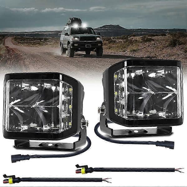 2 STK 100W 10000LM LED Hvite Arbeidslys 9-30V, Offroad Tåkelys for Lastebil SUV Båt Black