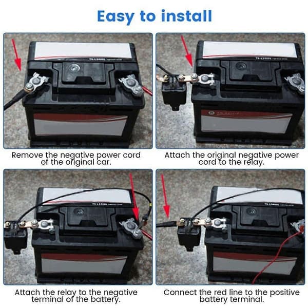 12V 200A Battery Disconnect Relay Remote Control Battery Isolator Switch Anti-Theft db Black