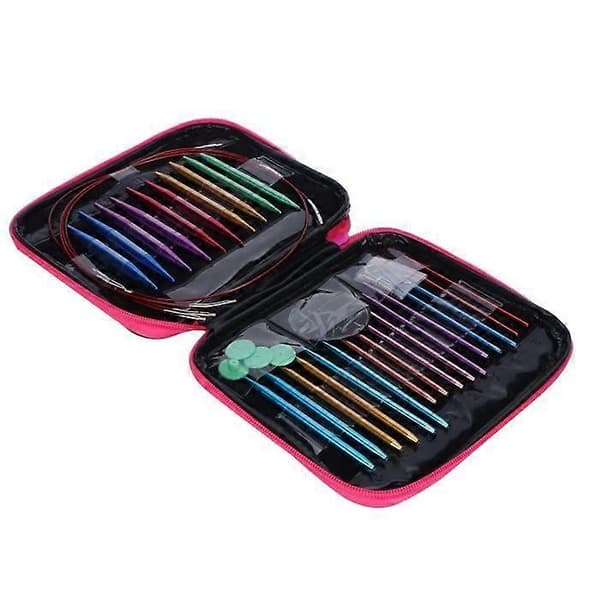 Ruidi Strikkepinner Sett med 13 par utskiftbare rundpinner Deco Tieback Knitters