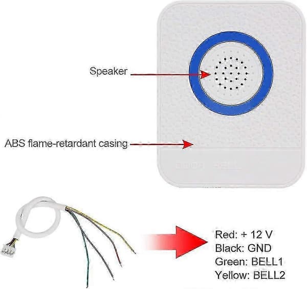 12V Elektronisk Ringeklokke - 4-leder Kablet System & Høye Ringetoner