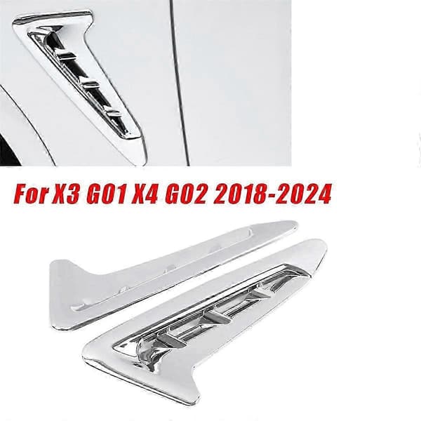 lämplig för x3 g01 x4 g02 2018-2024 främre sidoluftutloppsskydd Chrome Silver