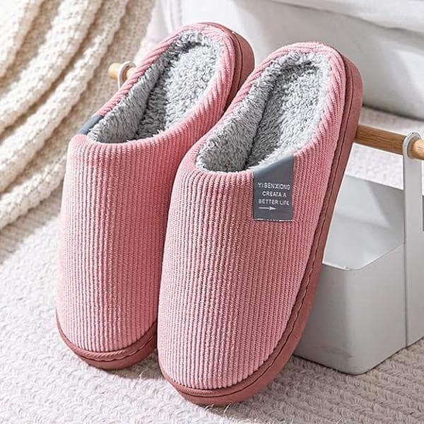 Hjemmesko til kvinder, Komfortable hjemmesko, Varme forede sko, Vinterhjemmesko til kvinder, Rosa 40-41 40-41 Pink