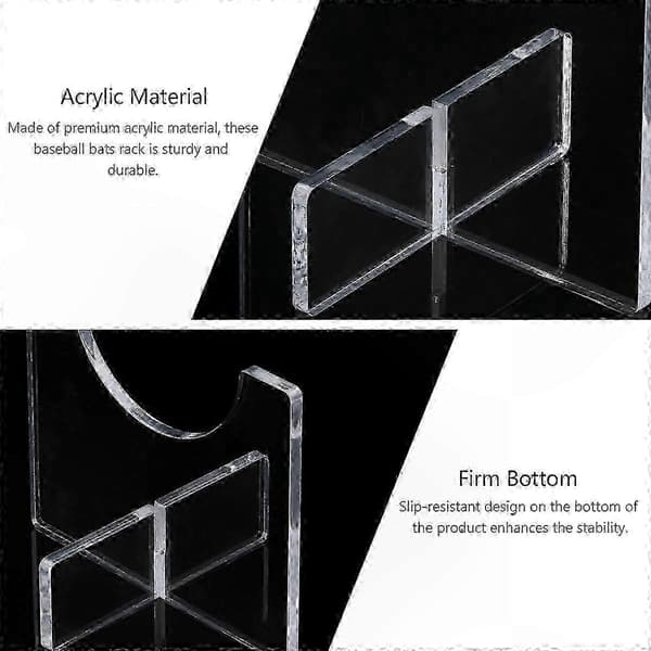 Transparent Akryl Basebollträ Displayställ, 2-pack Horisontellt Ställ för Samlare & Entusiaster