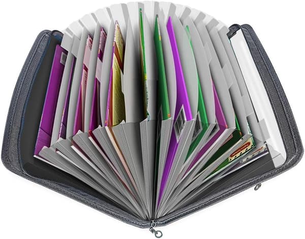 1 Piece Expanding File Organizer, Fun Storage Document Folder Box Files, 13 Pockets Zipper Archive Folders Black