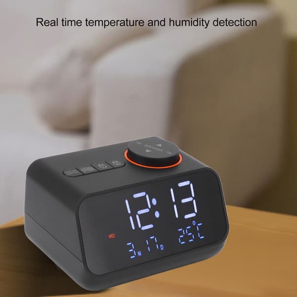 Multifunctional Alarm Clock with FM Radio, User-Friendly Design with One-Button Setting for Time and Snooze, Large LED Display with Dimmer