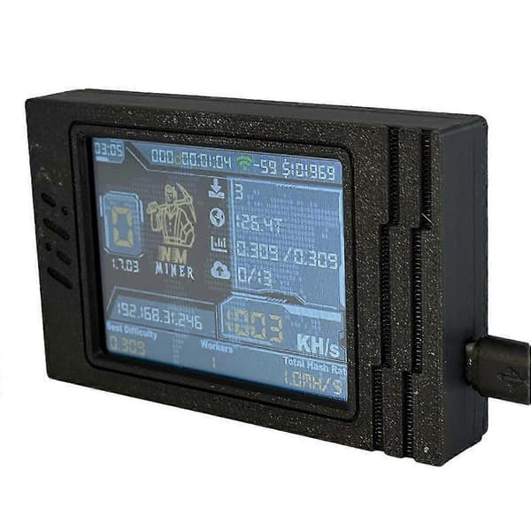 NerdMiner V2 MAX Solo Miner 1050KH/S BTC Krypto 2,8 tommer Smart Display Miner Nerdminer Vind 3.125 BTC