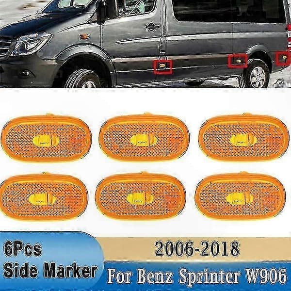 6 stk. sidemarkeringslys kompatible med Sprinter W906 2006-2018 skjermklareringslys