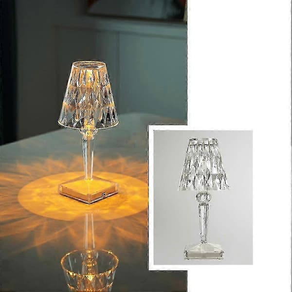 2x Crystal Diamond Bedside Lamp USB Rechargeable Acrylic Night Light Decor