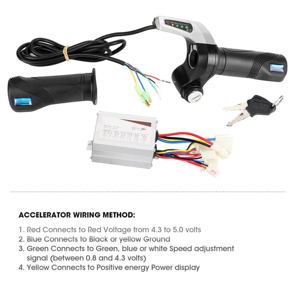 24V 500W Brushed Motor Controller with Throttle for Electric Bicycle Scooter E-bike