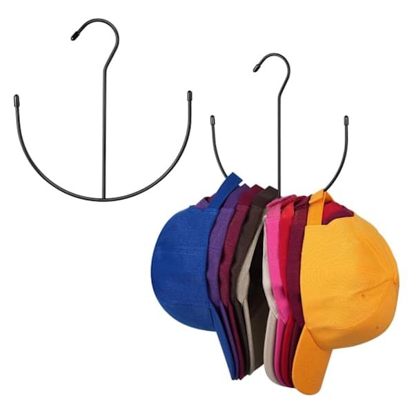 [13]2-pack hat hanger for wardrobe, metal hat organizer hat rack for 20 baseball caps, hat holder cap storage, black