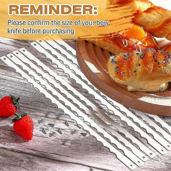 Brødknivblader i rustfritt stål 10 stk, erstatningsblader for kake- og hjemmelaget brødskjæring Silver