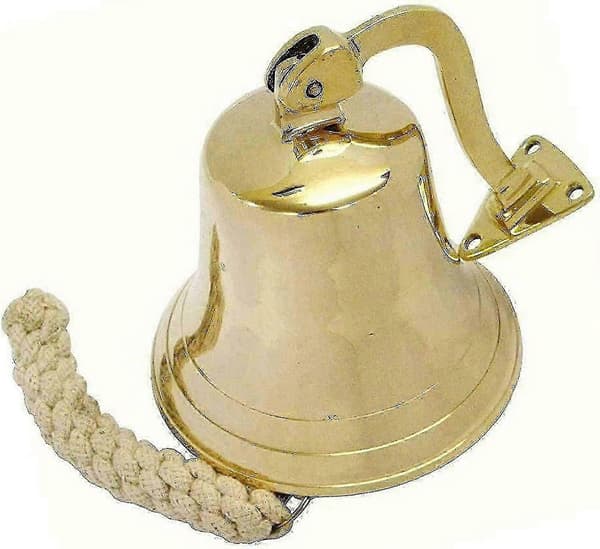 Durable Rope Brass Ship's Bell - Wall Mounted Last Order Hanging Bell