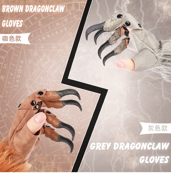 Halloween Decorations Props Accessories Cosplay Costumes Plush Dragon Claw Mittens