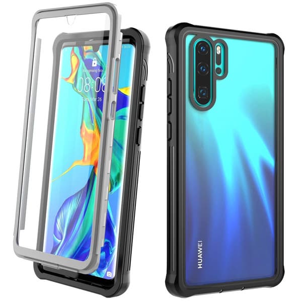 Huawei P30 Pro -kuori näytönsuojalla, musta/harmaa 74