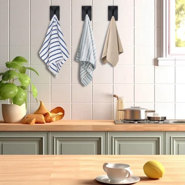 [13]4-Pack Stainless Steel Towel Hook - Self-Adhesive Wall Hook for Bathroom and Kitchen, No Drilling