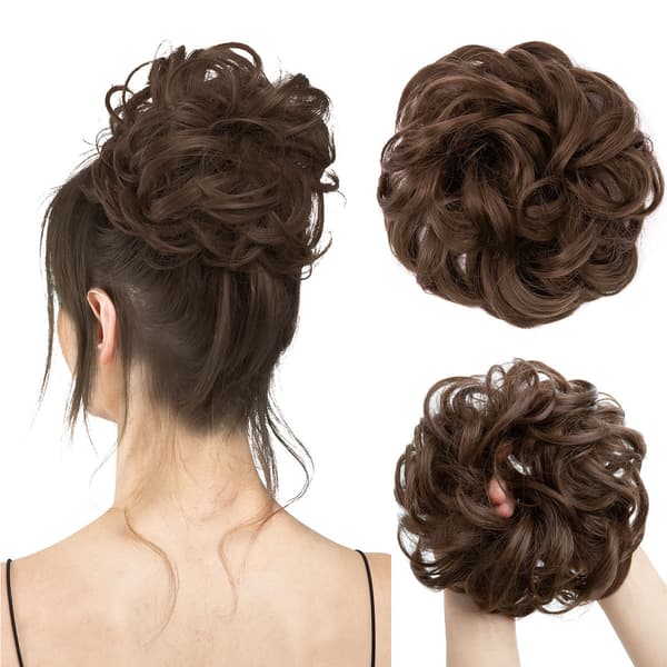 Rotete hårknute hårforlengelse bølget krøllete scrunchie 2 STK CS4