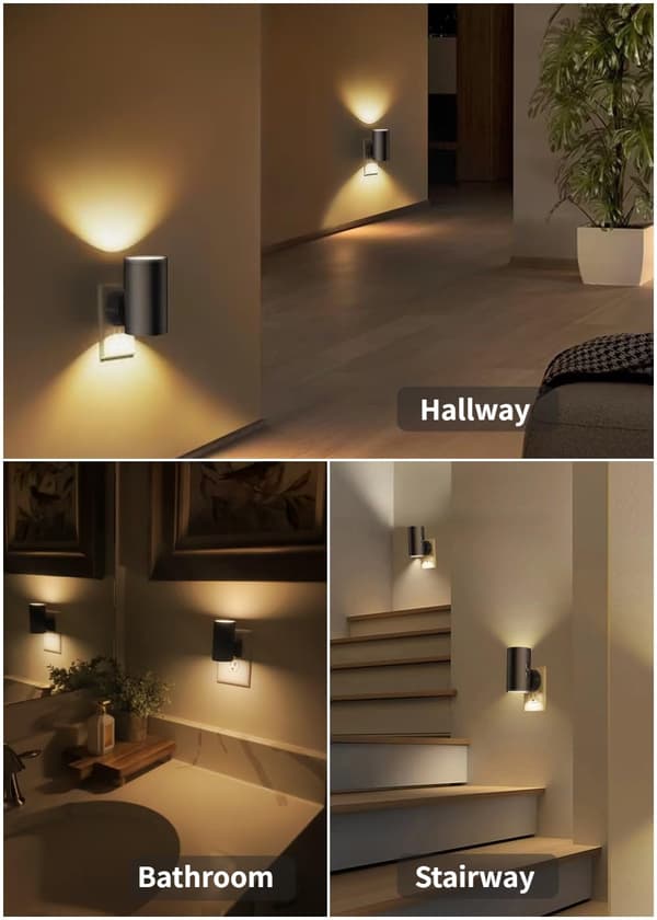 LED Night Lights Plug-in, Dusk-to-Dawn Sensor, Soft White 3000K, Dimmable Night Light for Kitchen, Hallway Bedroom, 2-Pack—yux