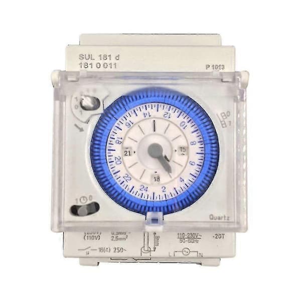 Analog mekanisk timer-kontakt 110v220v 24 timer dagligt programmerbar 15 min indstillingstidskontakt relæ white