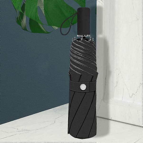 Kompakt Foldeparaply til Både Sol og Regn 8-ribbet 3-fold Automatisk Åbning/Lukning UPF50+ 97cm Efter Åbning Red Fully Automatic