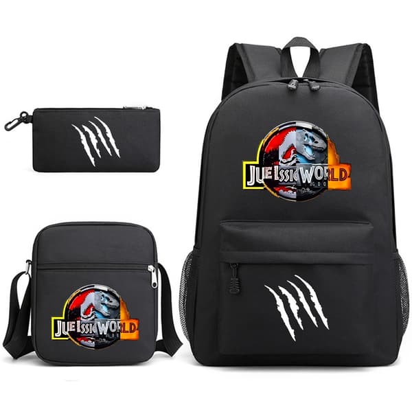 Jurassic World School Bag Backpack Pencil Case Shoulder Bag Three-piece Set Blue flower ~5 Blue flower ~5 3PC