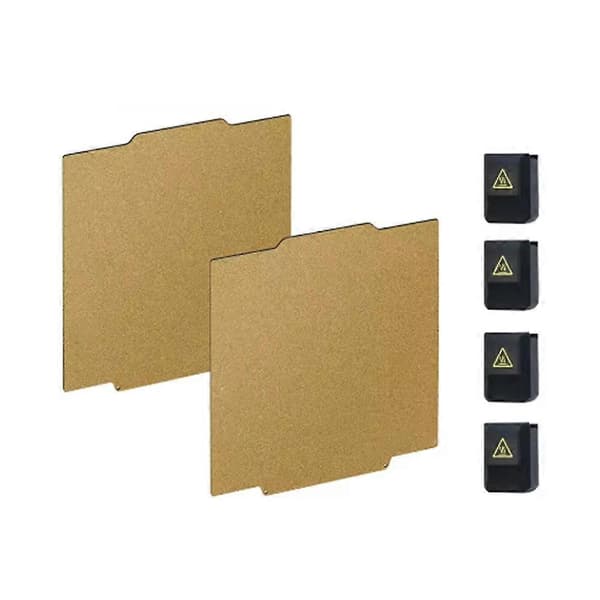 2 stk. dobbeltsidet PEI-plade til Flashforge Creator 5 / 5 Pro byggeplade printbed 3D-printer m/4 stk. silikoneovertræk