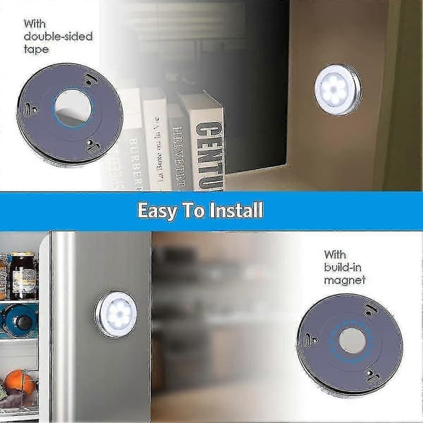 6-pakning bevegelsessensorlampe. Skaplampe. LED-sensorlys. Batteridrevet