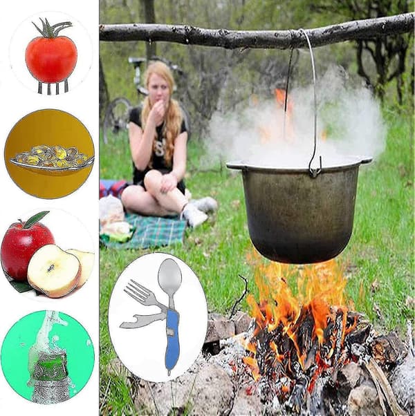 2 stk. foldbart bestik, 6-i-1 foldbart bestik til camping, rejser, vandreture, picnic