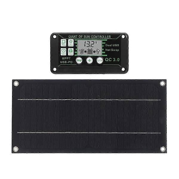 600W solcellepanelsett med 100A ladekontroller solcellelading for utendørs bobilcamping båthengersystem Black